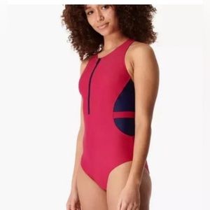 Sweaty Betty Pink Wave Zip Front Swimsuit 0-2, XS NWOT